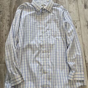 (19 36/37) Men's Joseph Abboud Button Down Shirt Blue White Egyptian Cotton TALL